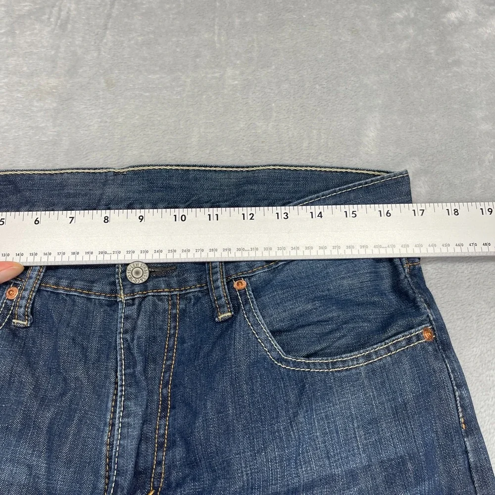 Levi's Jeans Mens 34x32 Blue Denim 527 Whiskered Faded Low Rise Slim Bootcut Leg